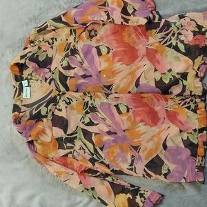 FLORAL Sara Morgan Sheer Blouse Size M